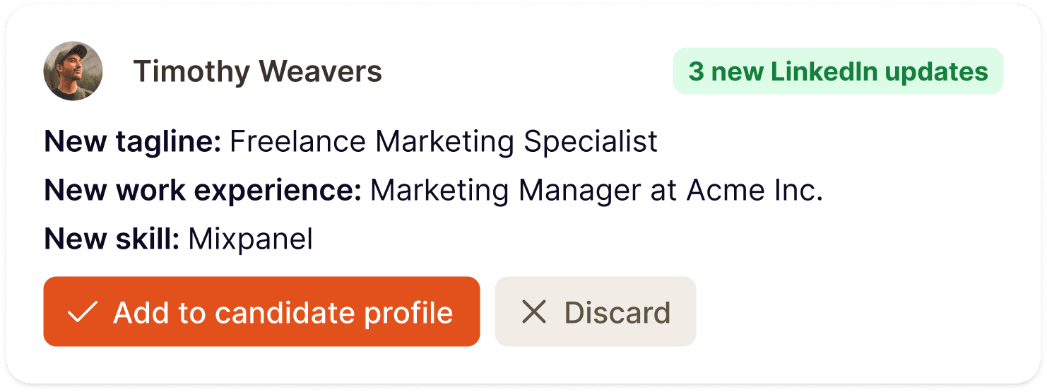 Screenshot of proposed updates of a candidate file in Adeptiq