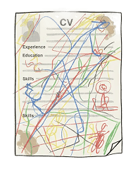 An illustration of a messy CV file