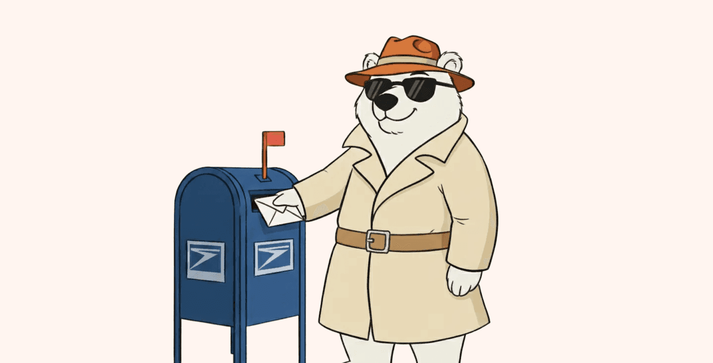 An illustration of a bear posting a letter