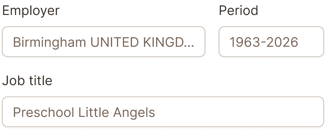 A screenshot of CV input fields that got filled in incorrectly by a CV parser