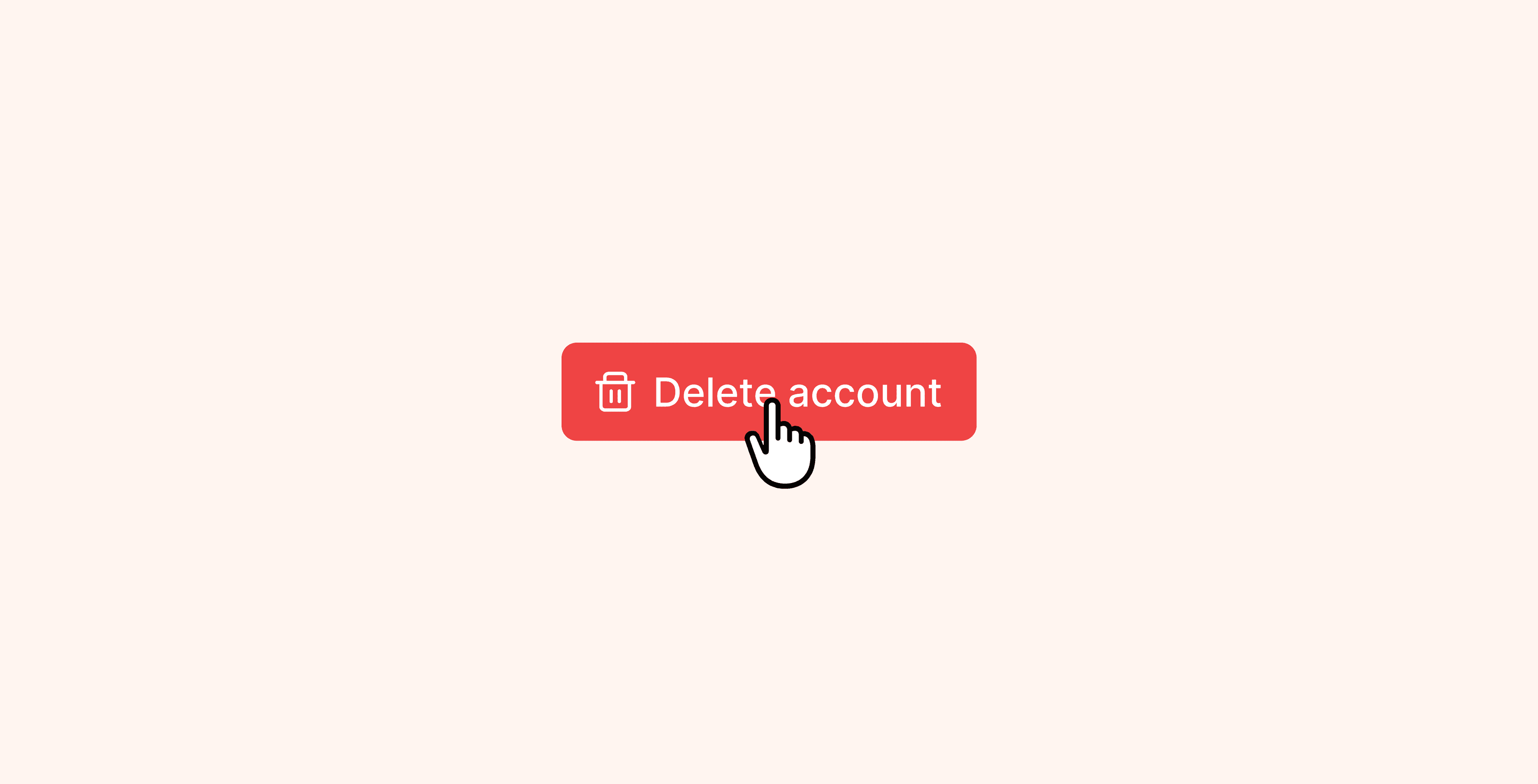 A screenshot of a cursor clicking on the "Delete account" button