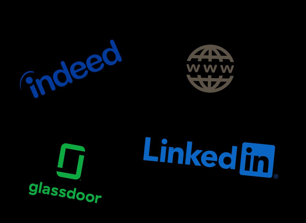 4 logos of job boards