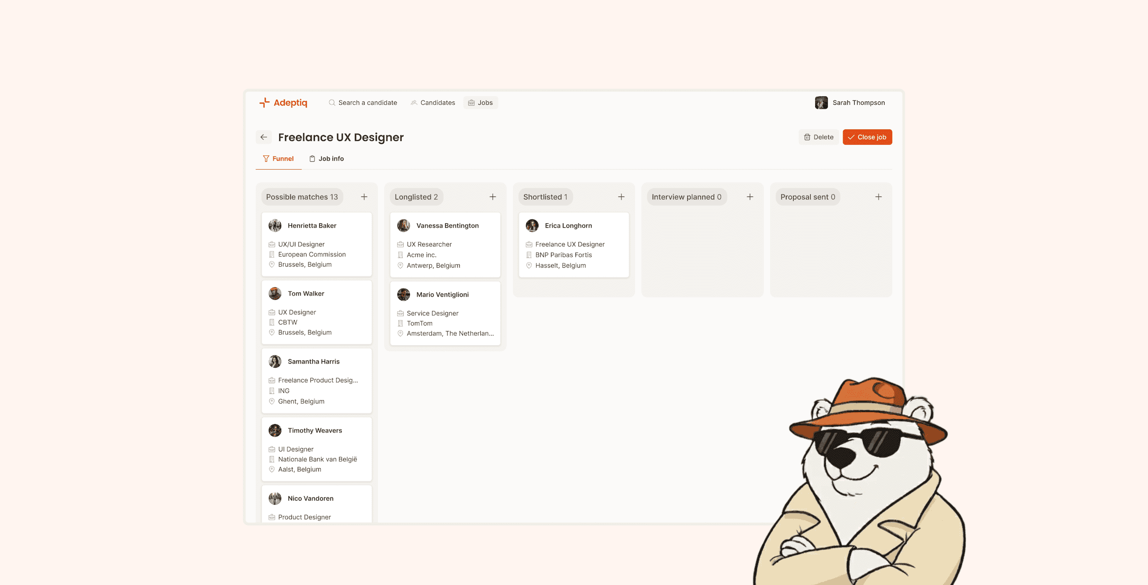 A screenshot of the Adeptiq job funnel