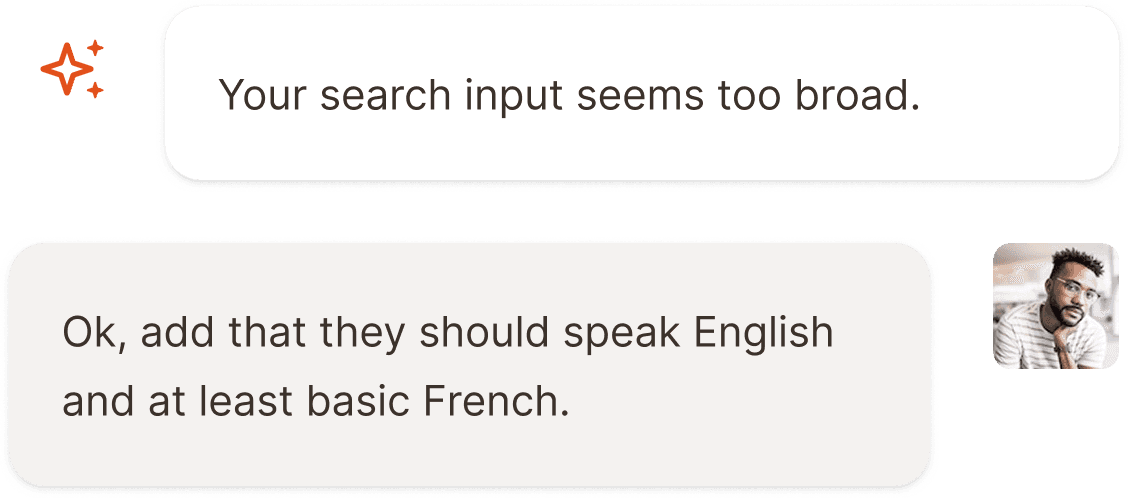 A screenshot of the Adeptiq AI giving feedback about a prompt, and the user adding additional requirements as a consequence.