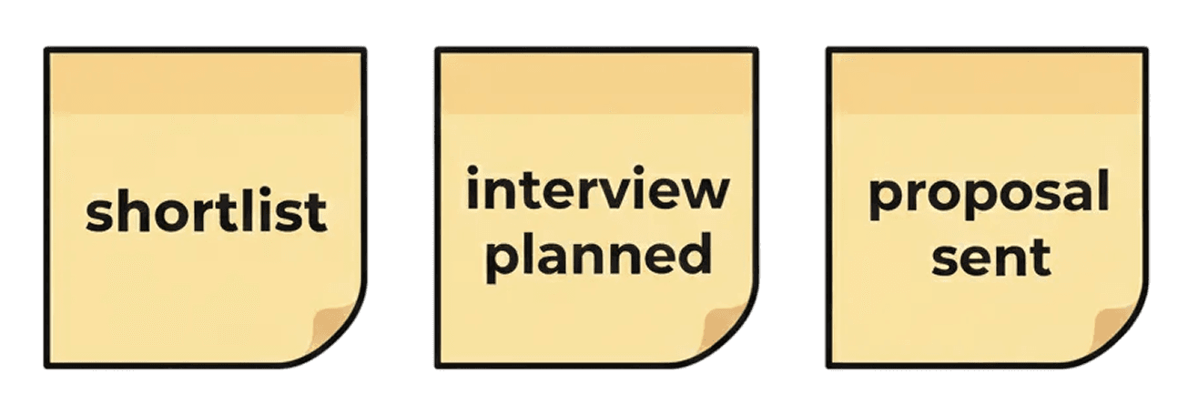 Illustration of post-its with recruitment stages